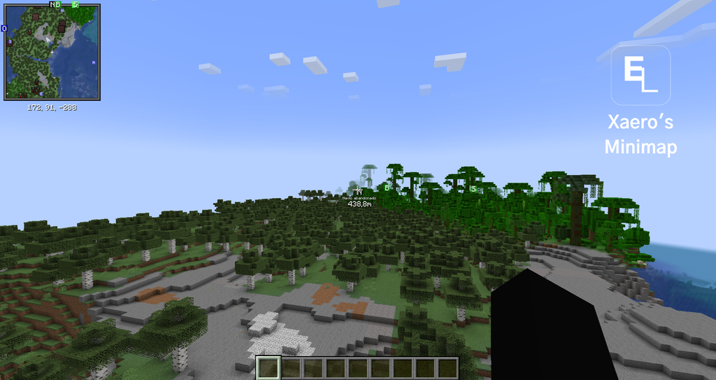 Xaero's Minimap com waypoints no Minecraft.